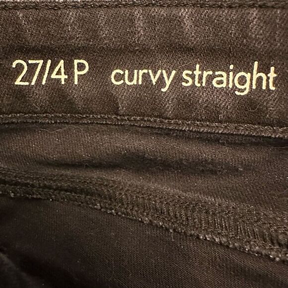 Ann Taylor Loft Stretch Curvy Straight Black Denim Jeans Dark Wash Size 27/4P - Picture 5 of 7
